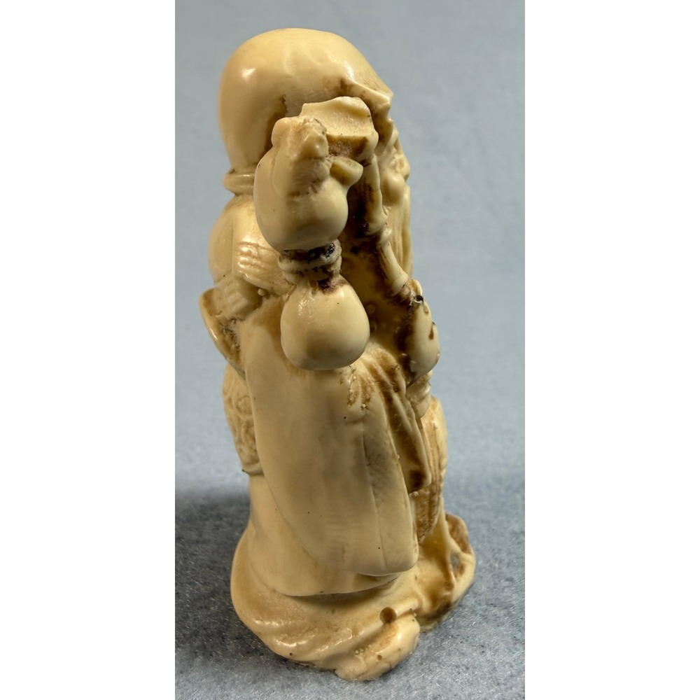 Vintage Shou Lao Chinese God of Longevity Resin Figurine with Crane and Gourd - Picture 6 of 9